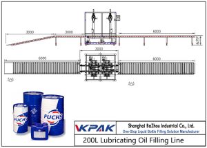 Linie automată de umplere cu ulei lubrifiant 200L
